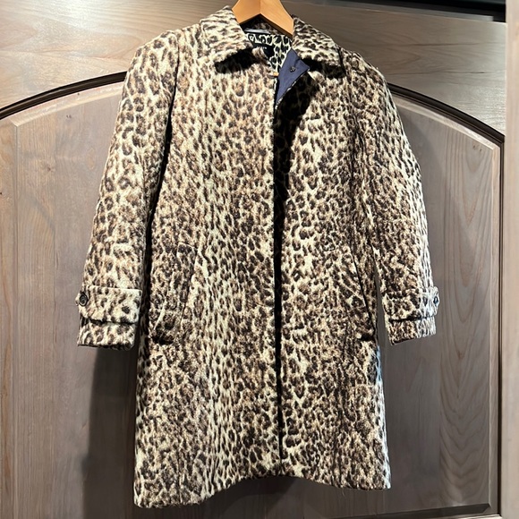 J Crew Wool Blend Leopard Print Coat